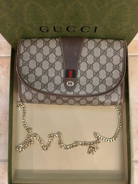 Gucci Brown Monogram GG Cross Bag